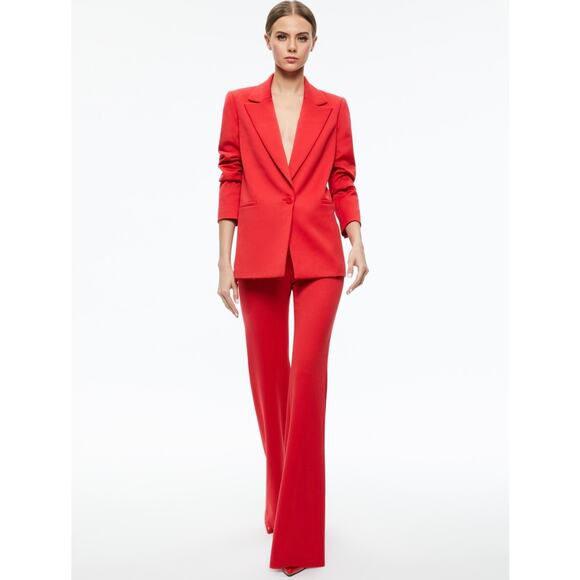 Alice + Olivia Denny Boyfriend Blazer 6 Red Single Button Tailored Jacket Suit - Picture 10 of 16